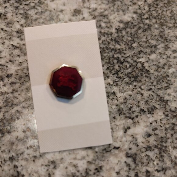 Burberrys Tie Tack - Gold Plated, Red enamel with Burberry Logo - Picture 14 of 16